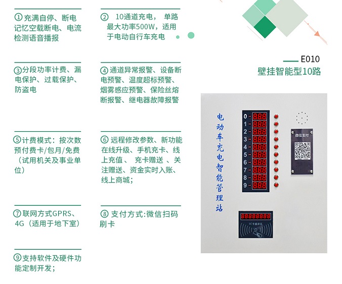 微信支付電動車充電站產品功能