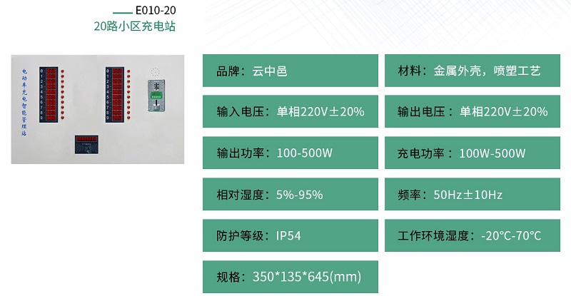 小區電動車充電站規格參數