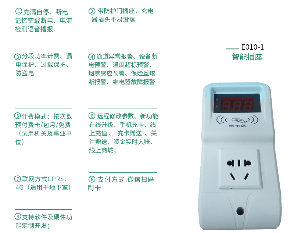 電動車1路智能充電插座產品功能